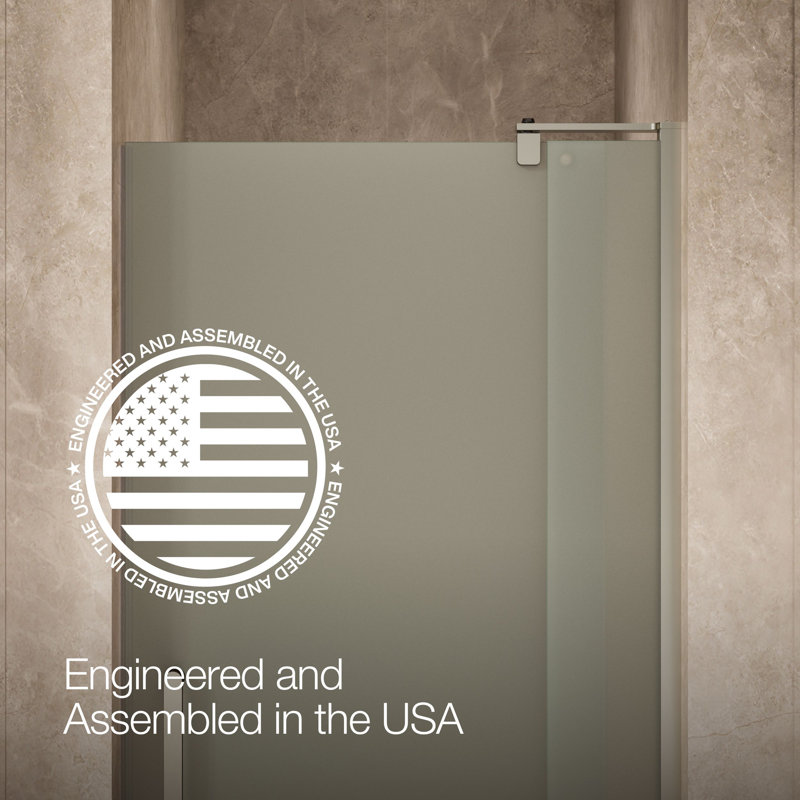 Revel 27.25'' x 70'' Pivot Shower Door with CleanCoat® Technology, Anodized Brushed Nickel, Frosted