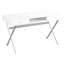 Table d'ordinateur portable pour bureau à domicile - Blanc brillant avec base en métal, 2 tiroirs de rangement et une tablette ouverte, base de 122 cm (48 po) de longueur et grand espace-1220335031-1220335030