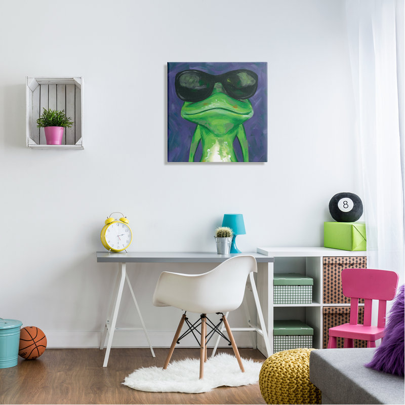 Grenouille portant des lunettes de soleil par Jennifer Rutledge - peinture sur toile tendue, H 24 po x l 24 po x P 1,5 po