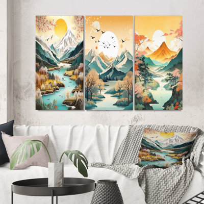 " Snow Covered Mountain Peaks " 3 - Pieces