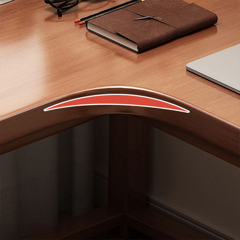 Bureau d'angle en L en bois massif avec bibliothèque intégrée, H 74,8 po x l 70,87 po x P 55,12 po, Right Hand Return