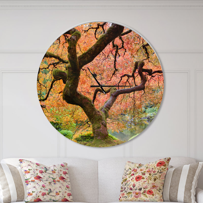 Automne érable - horloge murale moderne, Surdimensionné