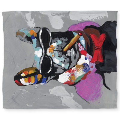 Abstract Bulldog with Cigar Duvet Cover | Unique Animal Decor