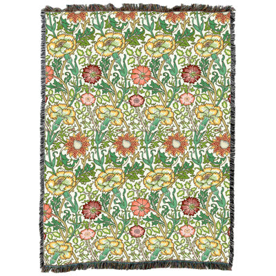 Couverture Pure Rose de Rose Pure par William Morris - Artisanat - Jeté de tapisserie en coton