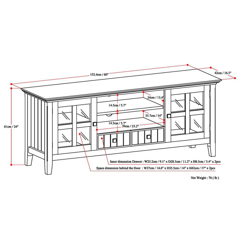 Acadian - 60" TV Media Stand, Black