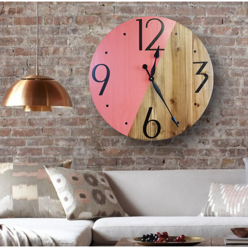 Horloge murale surdimensionnée Shetye, Pêche / brun, Petit