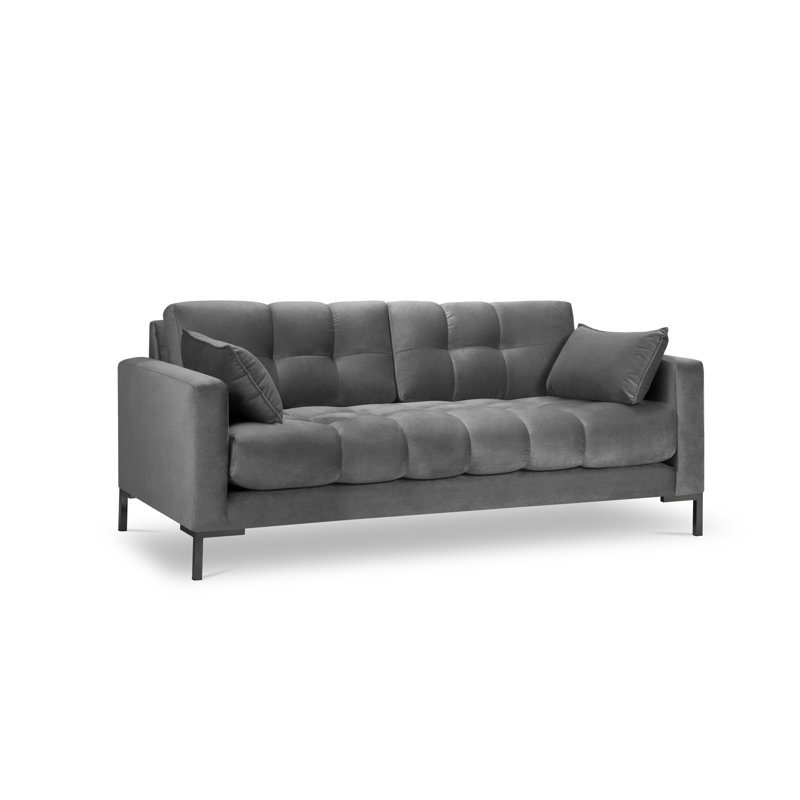 Francisca 2 Seater Sofa, Light Grey, Black