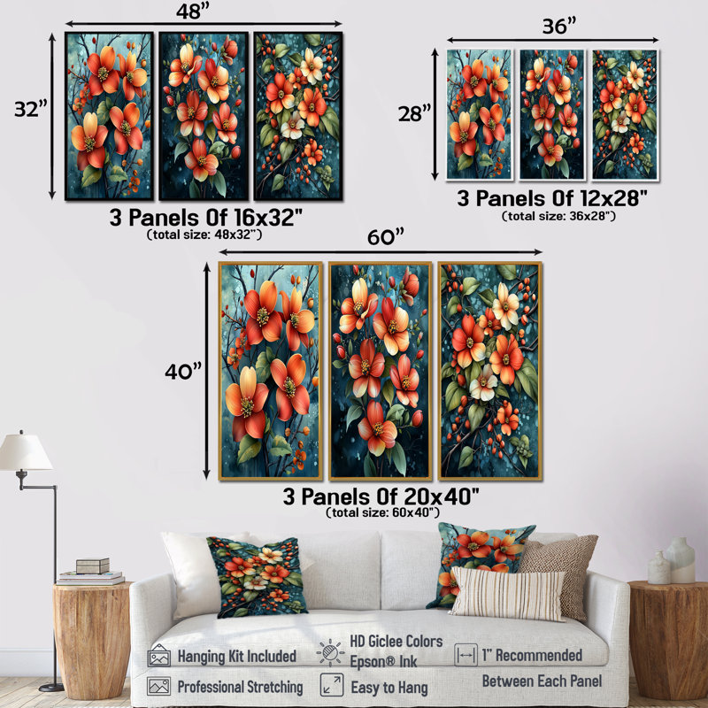 Cornouiller A Symphony Of Branches & Blossoms I - Collection de décorations murales Dogwood, Toile tendue, H 28 po x l 36 po