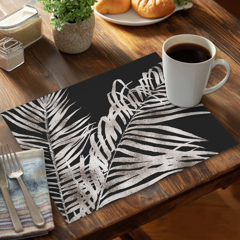 Napperon tropical en feuilles de polyester gris doré | Décoration intérieure
