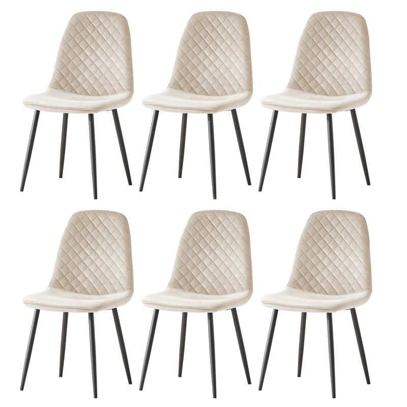 Wellersburg Modern Velvet Upholstered Armless Dining Chair, Black, Beige Velvet