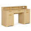 Bureau d'ordinateur cannelé moderne l 59 po avec huche, bureau à domicile avec 3 tiroirs, armoires de rangement et prises de courant