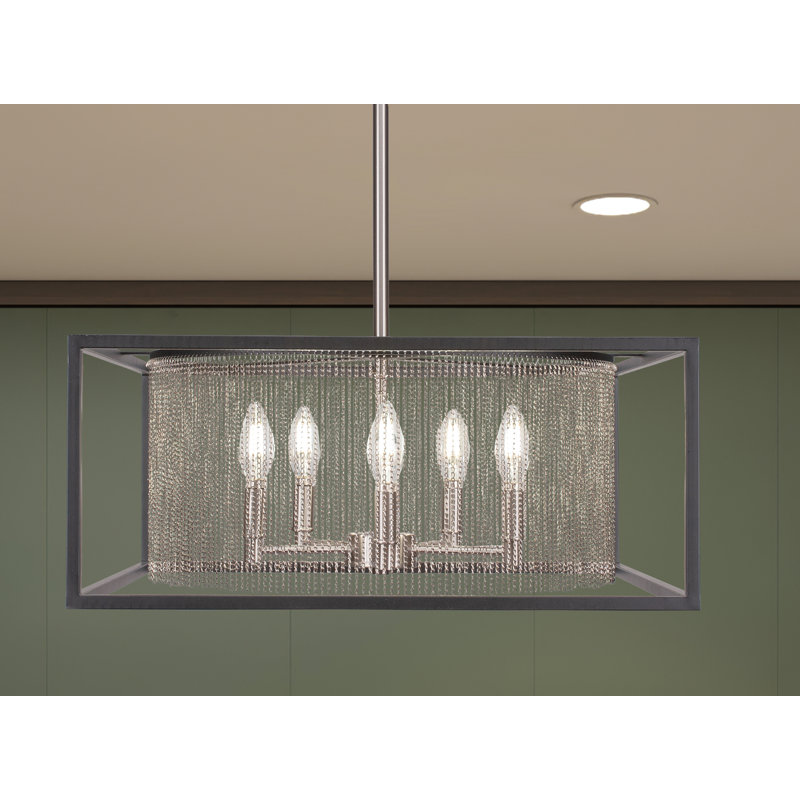 Cadina 5 Light Uplight Chandelier Shown In Matte Black & Brushed Nickel Finish