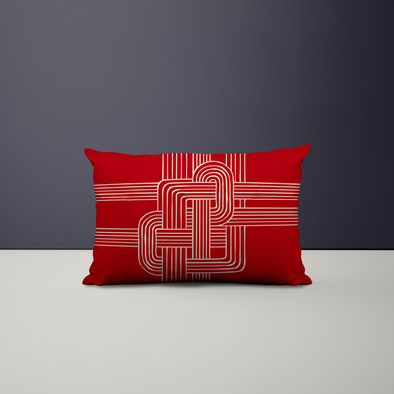 Polyester / Mélange de polyester Housse de coussin rectangulaire intérieure / extérieure lombaire et insert, Rouge