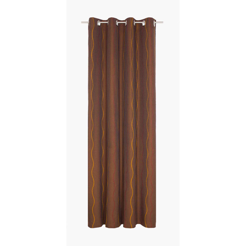 Pedersen Cotton Blend Eyelet Curtain, single Panel, opaque, 132cm Width x 255cm Drop, Orange