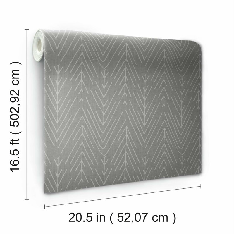 Rouleau de papier peint adhésif Higge Twig Hygge L 16,5 pi x l 20,5 po, Gris/gris anthracite
