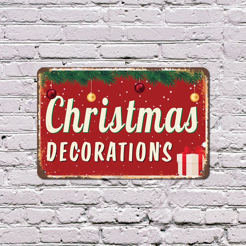 Plaque de fantaisie en aluminium 12 po x 18 po Christmas Decorations, H 12 po x l 18 po x P 0,1 po