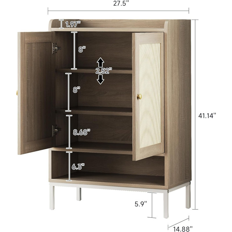 12 Pair Shoe Storage Cabinet, Natural/White