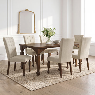 Rowan 7-Piece Dining Set, 72-inch Dining Table with 6 Chairs, Walnut Finish