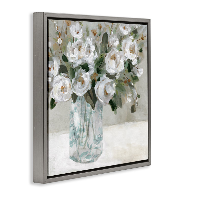 «Lovely White White», art mural encadré sur toile flottante par Carol Robinson, Gris, H 25 po x l 25 po