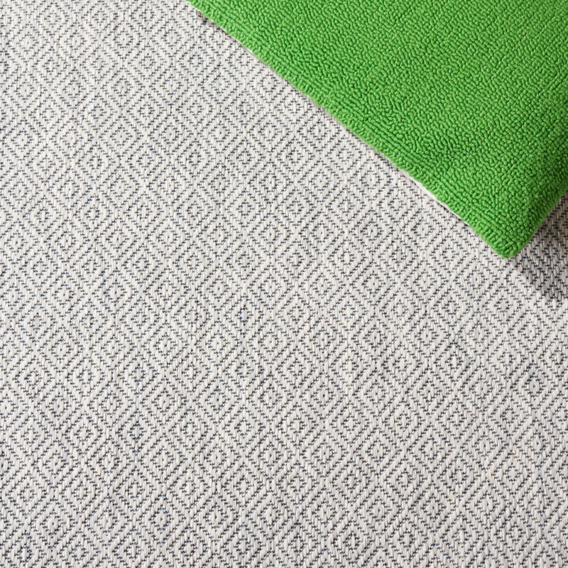 Tapis intérieur / extérieur à motif géométrique gris, Rond 9 pi