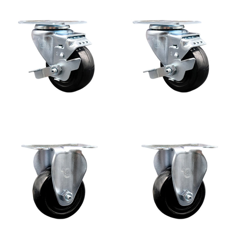 4 Piece Hard Rubber Caster Set