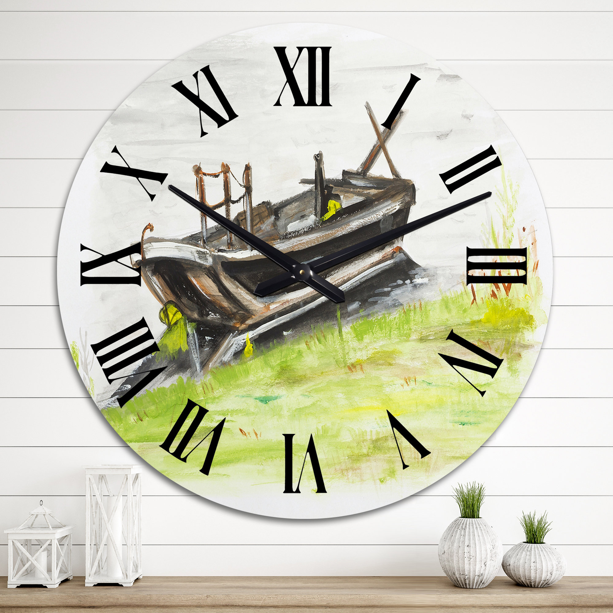 East Urban Home Small Boat By The Green Shore - Mission & Craftsman ...