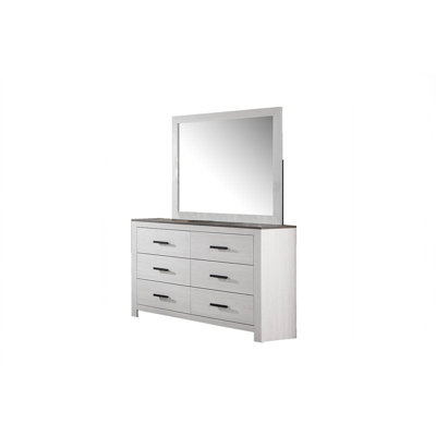 Modern Style 1pc Dresser Two Tone Design Sleek Handles Bar Handles Six Drawers White Finish Bedroom Furniture
