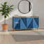 Buffet rétro de 60 pouces avec espace de rangement, bleu marine clair / foncé optionnel, 4 armoires à effet 3D à 3 portes + tablettes réglables, convient à la cuisine, au salon et plus encore
