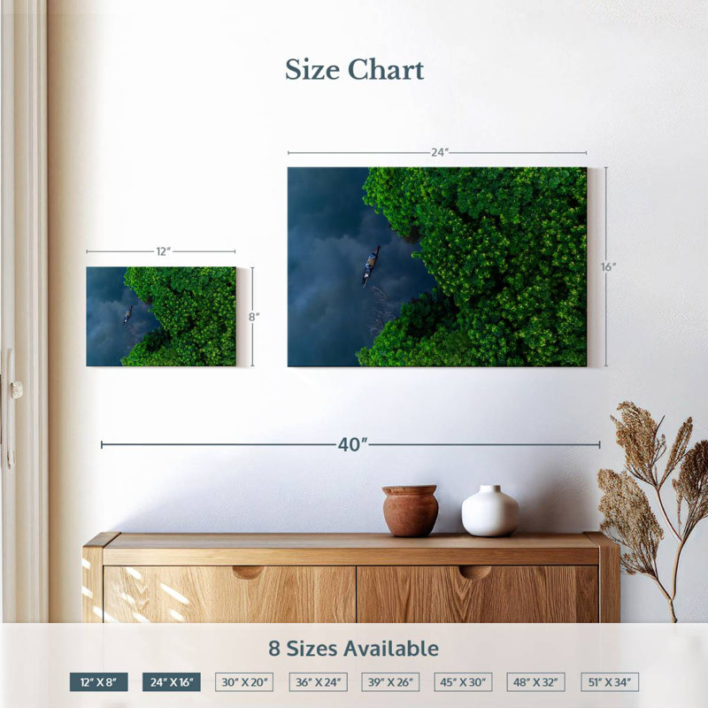 Pêcheur à la mangrove Alvord Kerala, H 16 po x l 24 po