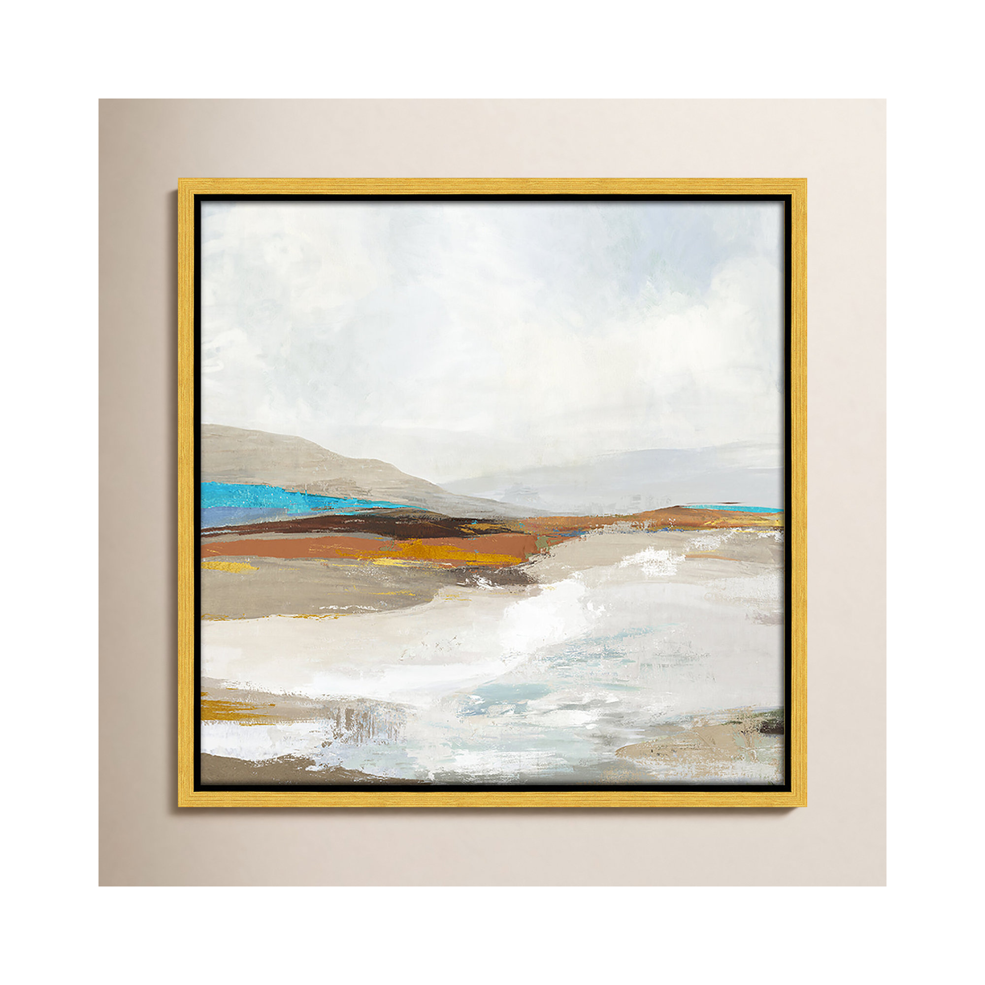 Soft Sea I by Allison Pearce - Floater Frame Print on Canvas, 13.5" H x 13.5" W, Gold Framed