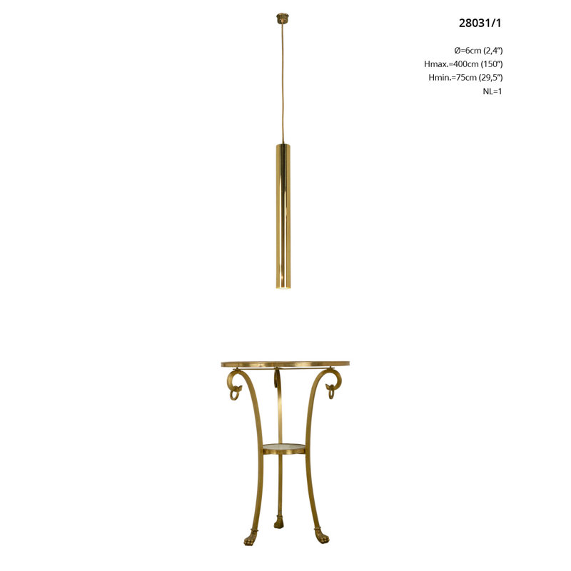 Hugh 1 - Light Brass Unique/Statement Pendant