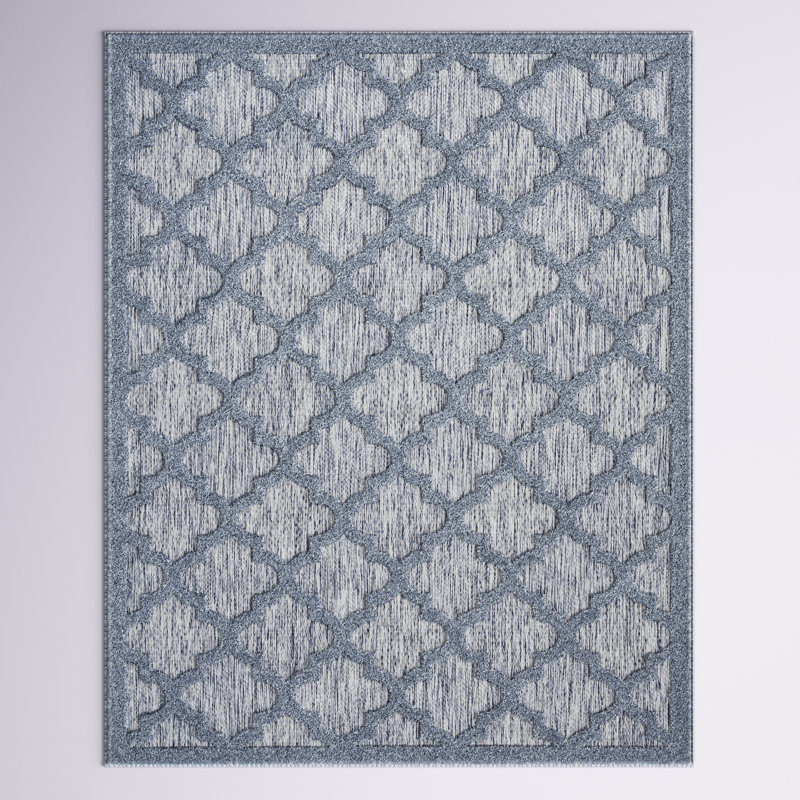 Adianey Red Barrel Studio Easy Care Trellis Denim Blue Indoor/Outdoor Area Rug, Rectangle 8' x 10'
