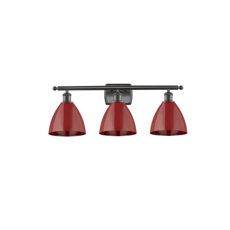 Éclairage pour meuble-lavabo à intensité variable 3 lumières Amylee, Rouge, Bronze huilé