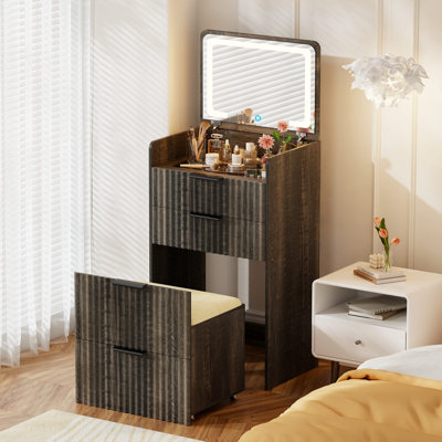 Ensemble coiffeuse avec miroir à DEL Morico