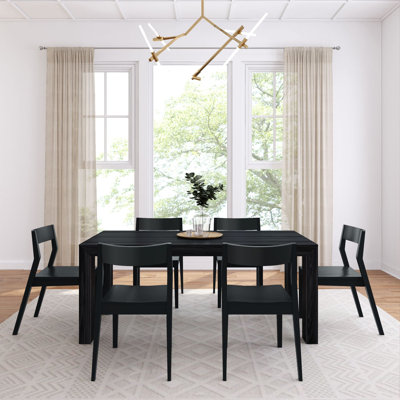 Keissy 6 - Person Pine Solid Wood Top Four Leg Base Dining Set