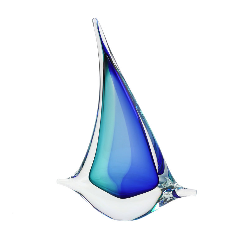 Voilier en verre de Murano, Turquoise / bleu