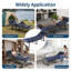 Heavy-Duty Folding Cot Bed Pillow & 5-Angle Adjust, Portable Camp Bed for Hiking & Guests, 400 LBS Capacity, Blue, 170cm