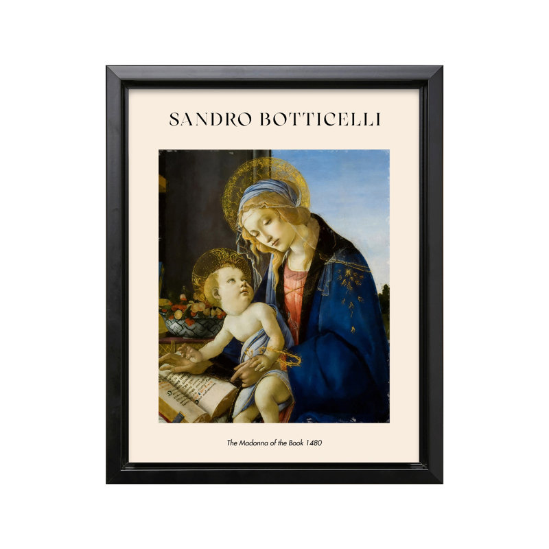 Sandro Botticelli - La Madone du livre, 08"H x 10"W, Canvas, Black Framed
