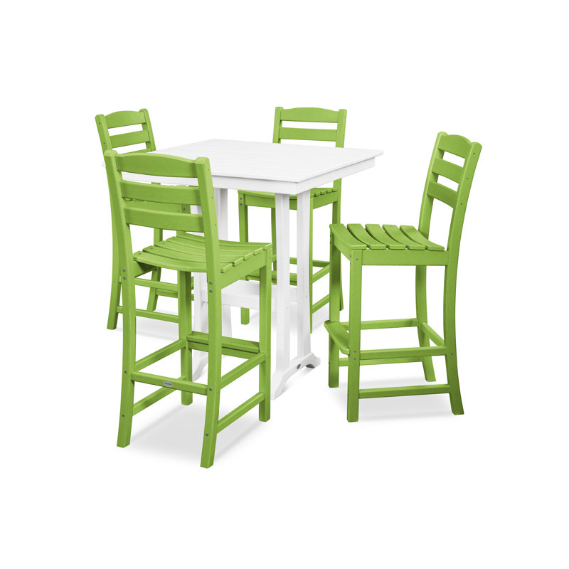 Ensemble repas pour 4 personnes avec table rectangulaire POLYWOOD La Casa Café, Lime / Blanc