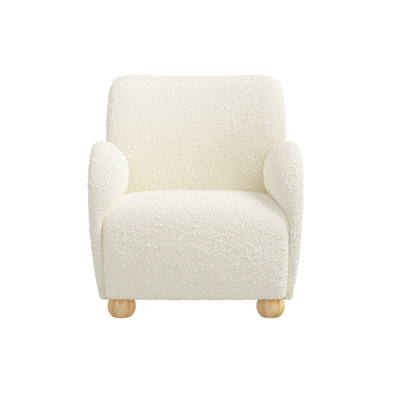 Portland Red from Scalamandre Crafted by Cloth & Company Armchair, Plush Ivory Boucle