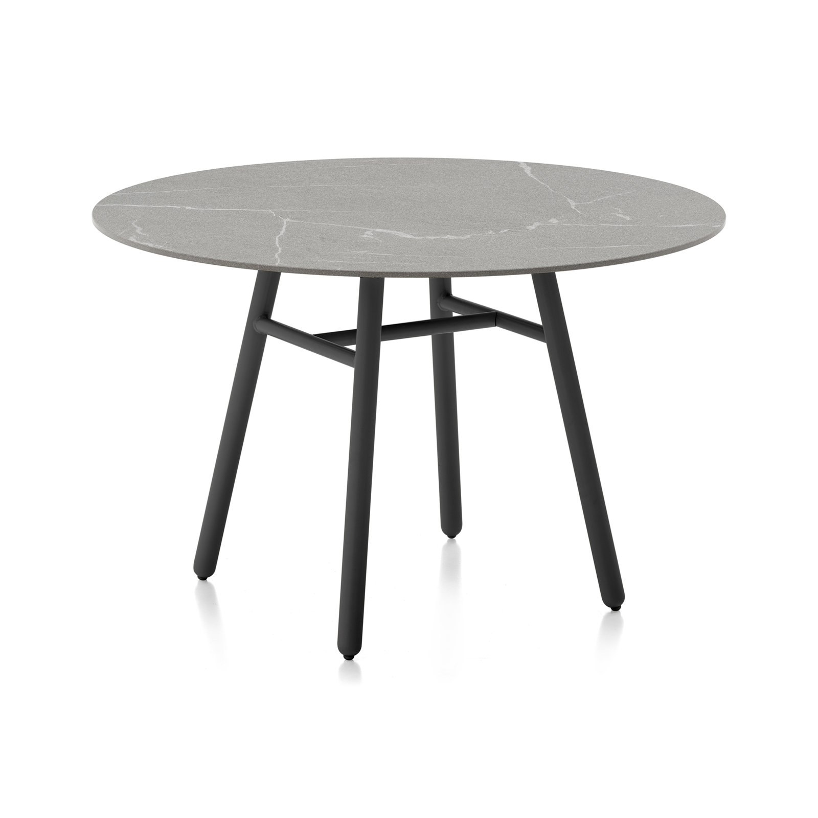 Yo! Round Outdoor Table with Aluminum Legs, Matt Black