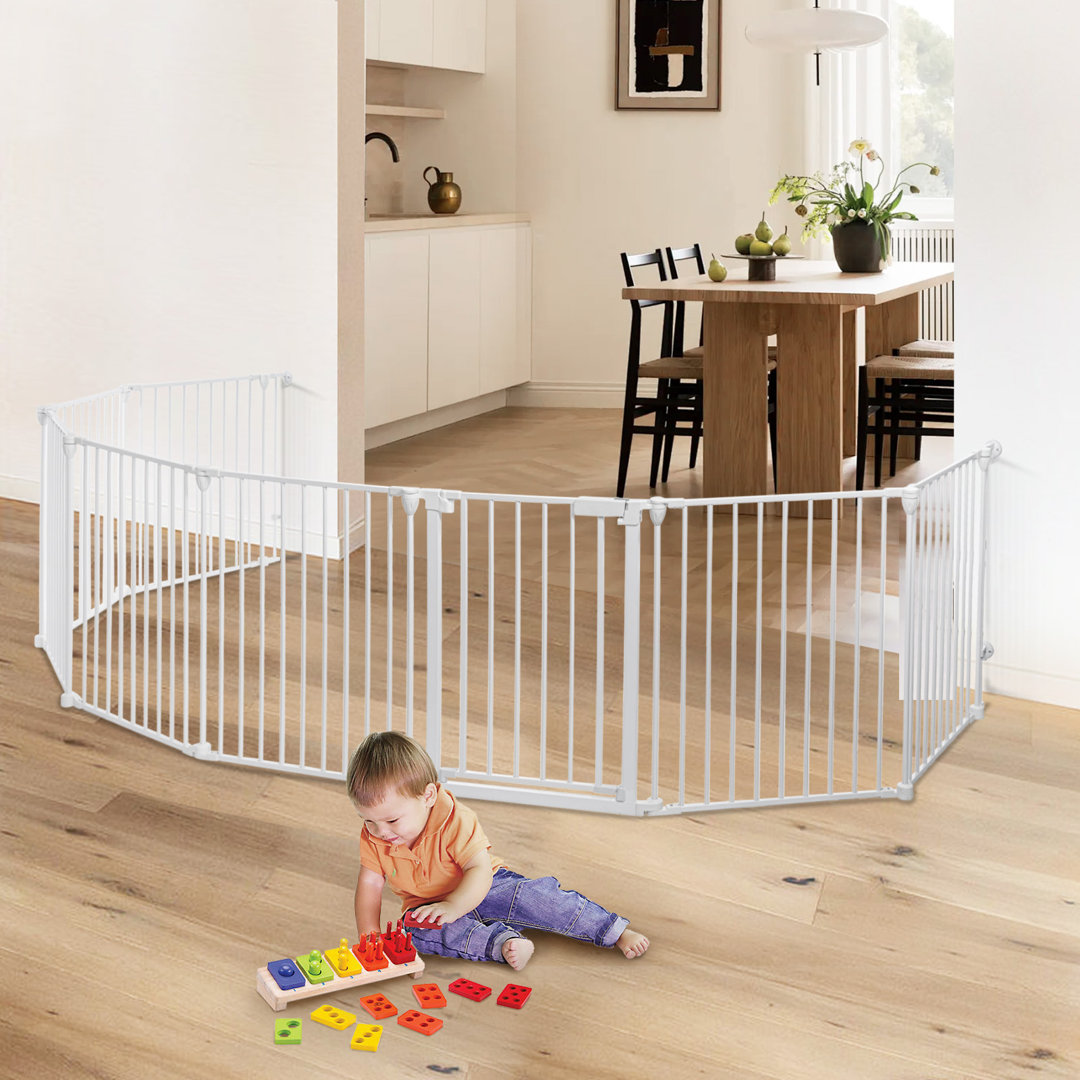 Baby Safety Gate Free Standing 8 Panels Pet Gates Foldable Play Yard Toocapro 