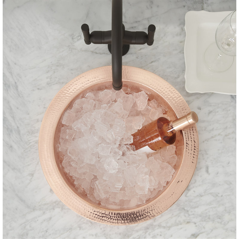 Mojito 16" L x 16" W Drop-In Kitchen Sink, Polished Copper