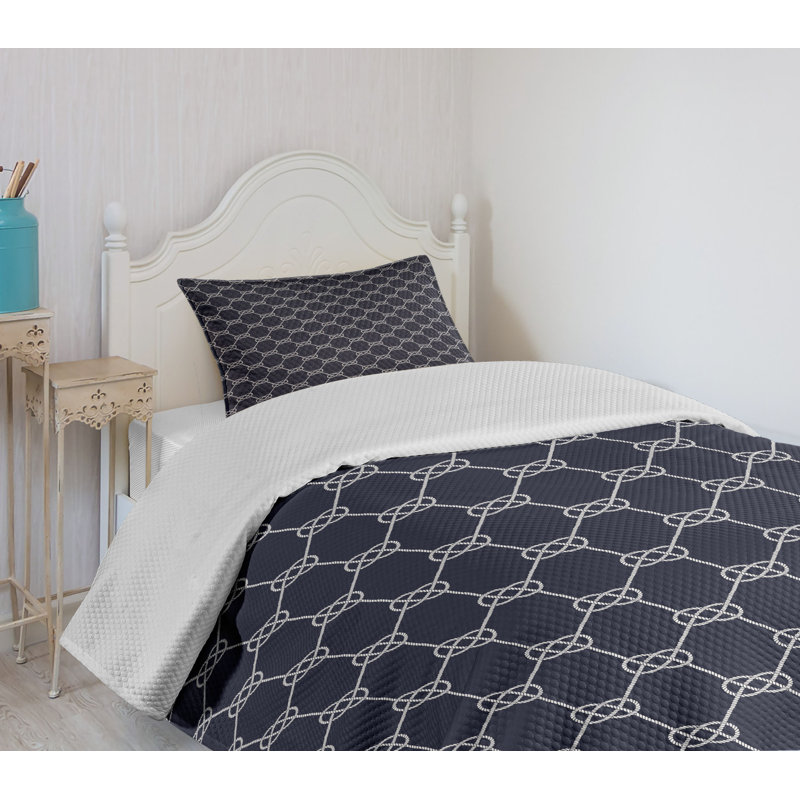 Navy and Cream Twin Polyester Kids Bedspread Set