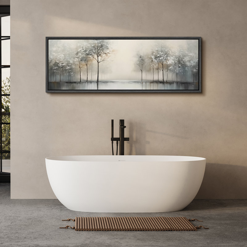 Misty Forest Reflections, reproduction d'art sur toile, H 20 po x l 60 po, Black