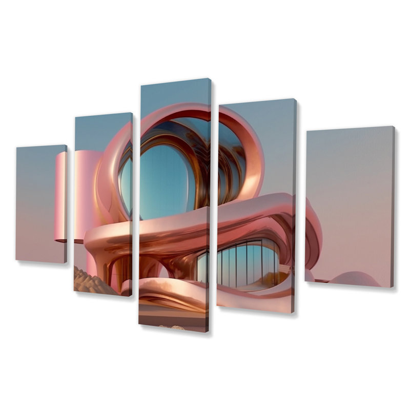 «Architectural Grace Futuristic Minimal I», reproduction d'art sur toile - 5 panneaux