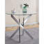 Table de salle à manger avec pieds en métal et verre trempé, table de cuisine moderne pour le salon, pieds chromés, table