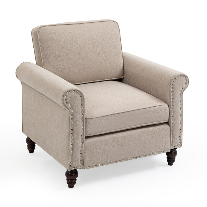 Chaise avec accoudoirs rembourrés, fauteuil d'appoint de lecture en tissu, canapé simple