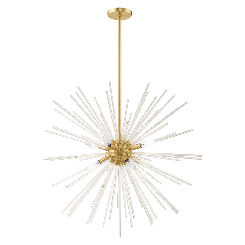 Lustre sphérique spoutnik à 8 lumières Ryzen, H 38 po x l 34 po x P 34 po, Laiton satiné