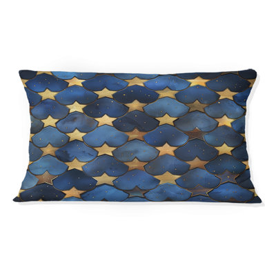 Coussin lombaire moderne bleu et or Modern Star Dreams I